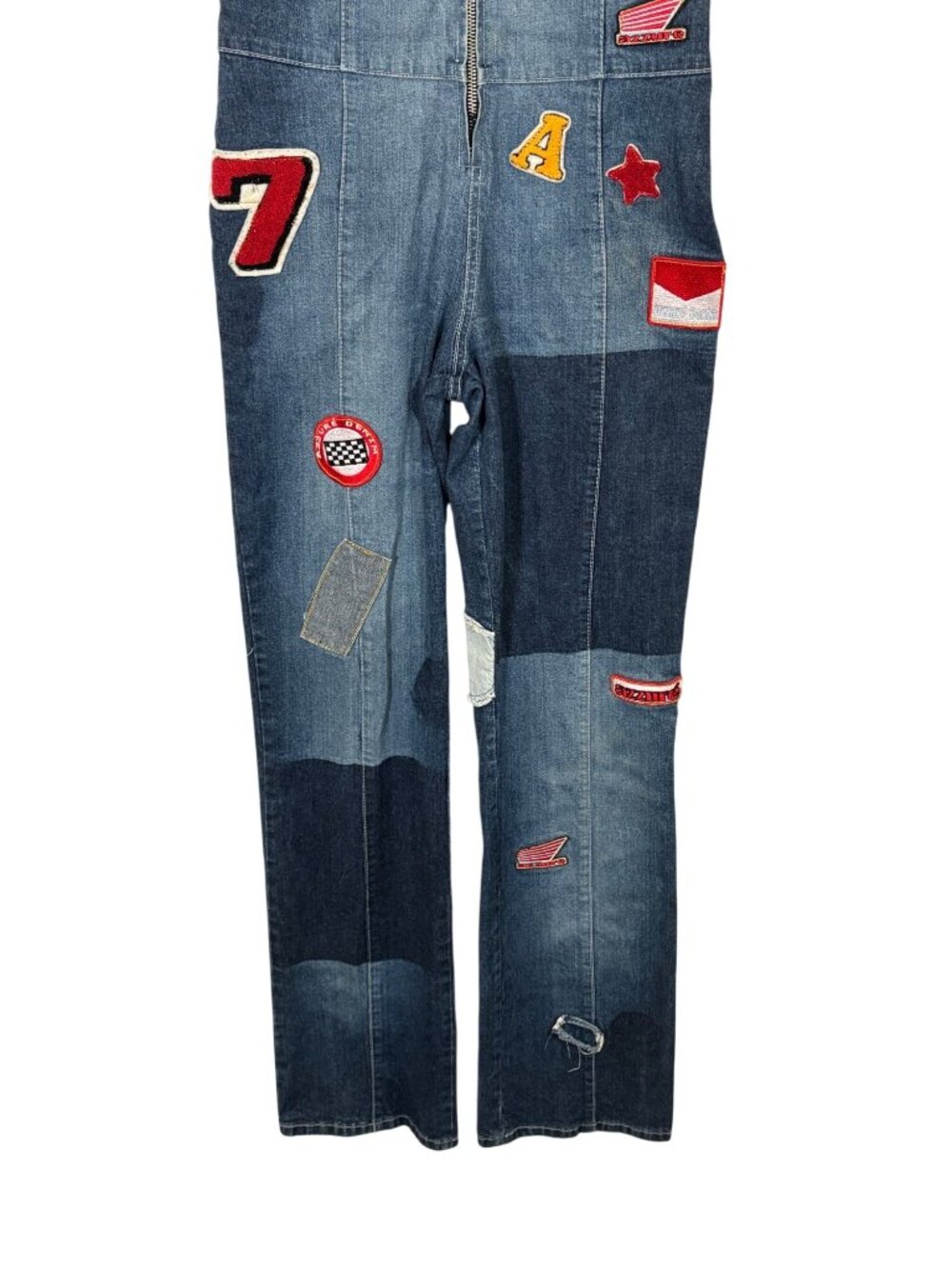 Vintage Y2k Azzure Denim Flare Leg Short Sleeve Jumpsuit Size Large - Picture 4 of 8